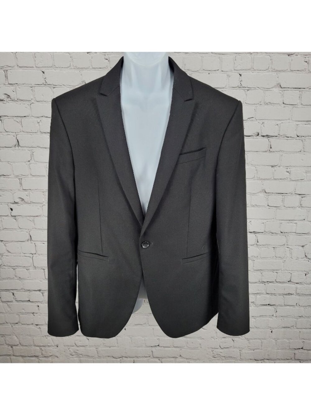 Zara Man Black 1 Button Double Vented Notch Blazer Sport Coat Formal Jacket 40